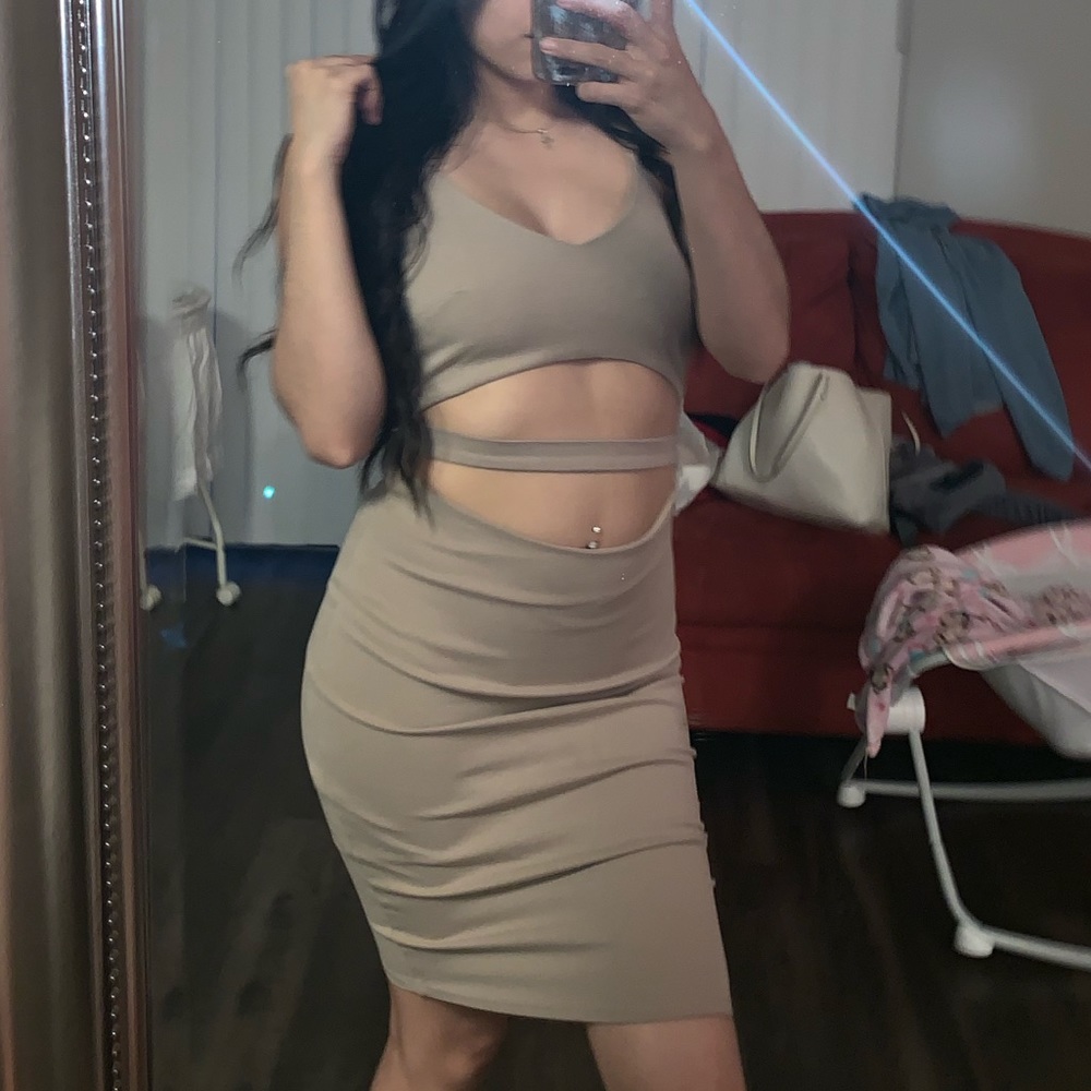 Knee length nude dress